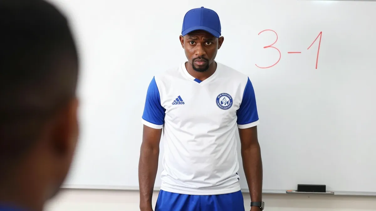 Marumo Gallants FC head coach Phuti Mohafe apologises to the team after a 3-1 defeat to Stellenbosch FC
